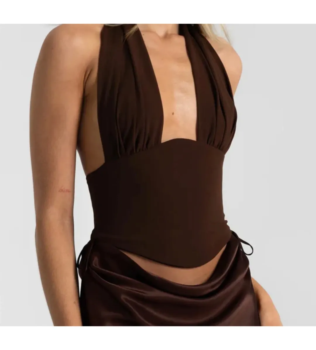 Natalie Rolt Bronte Top in Espresso Size 2/AU10 for rent on The Volte - main image