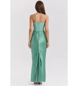 House Of CB Persephone Strapless Corset Maxi Dress in Jade Size XS/AU6 for rent on The Volte - image 4