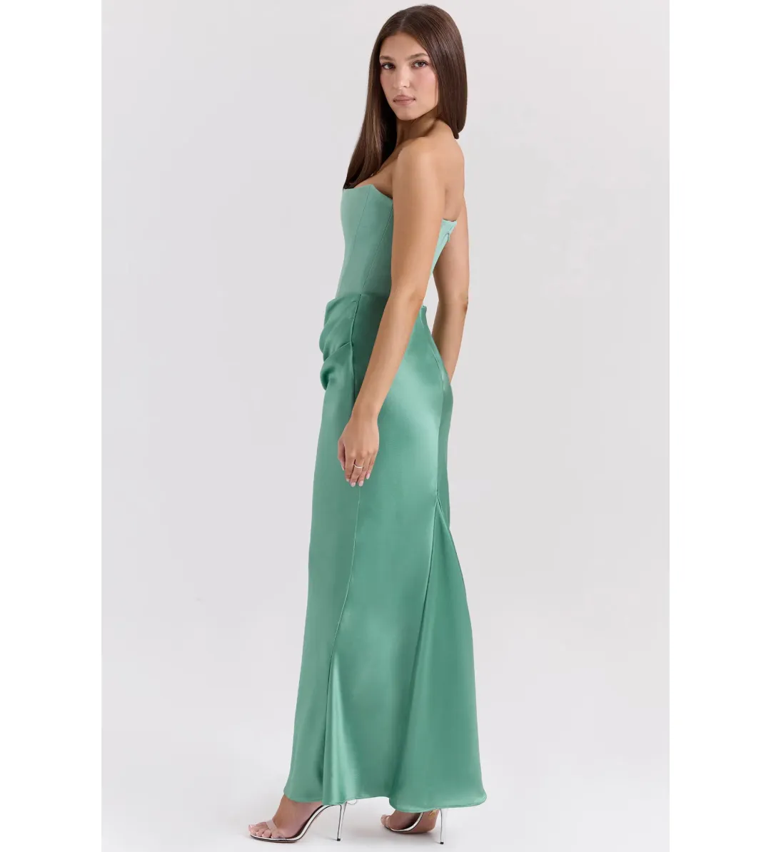 House Of CB Persephone Strapless Corset Maxi Dress in Jade Size XS/AU6 for rent on The Volte - main image