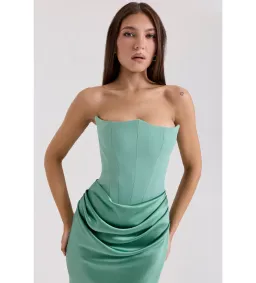 House Of CB Persephone Strapless Corset Maxi Dress in Jade Size XS/AU6 for rent on The Volte - image 2