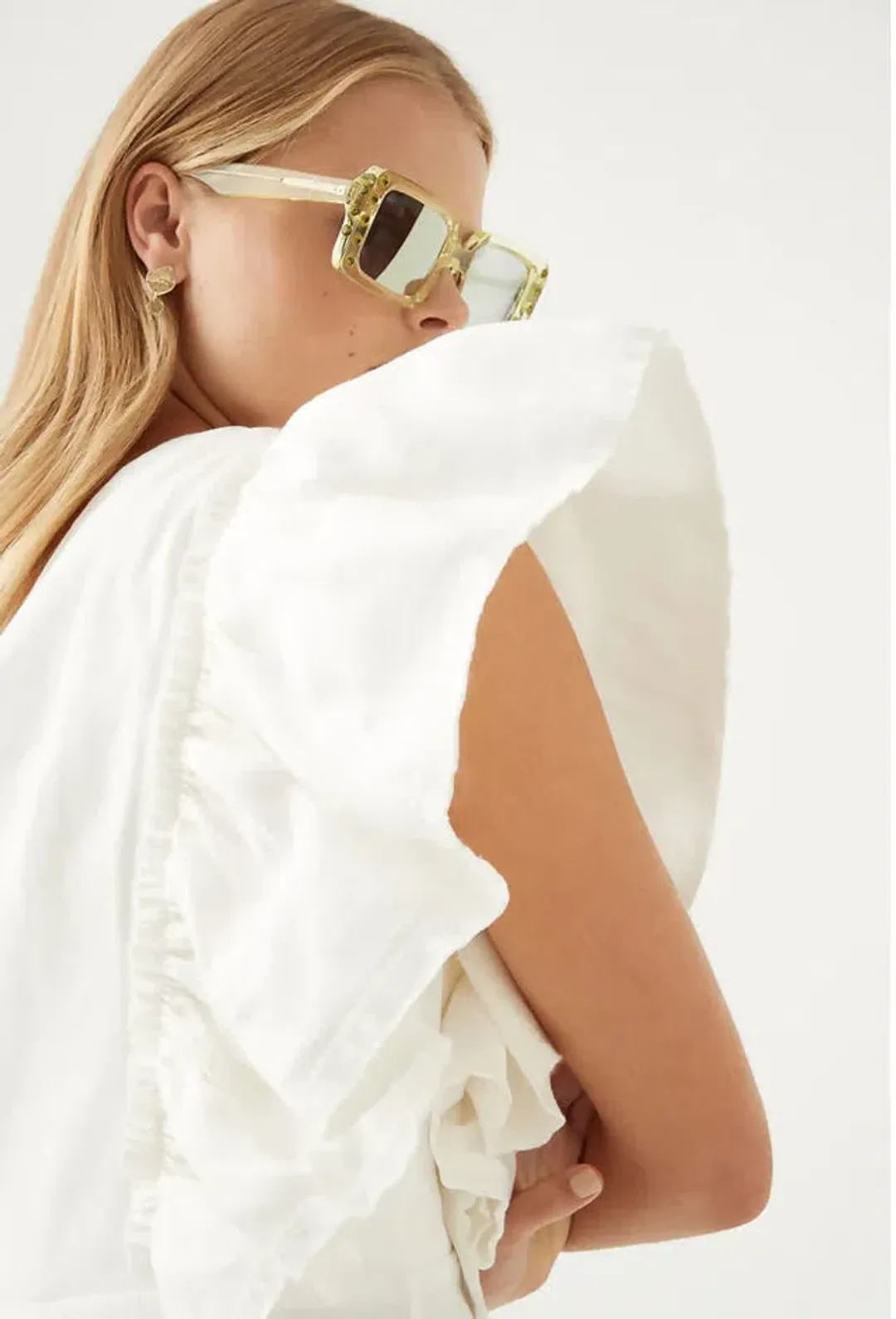 AJE BONJOUR ASYMMETRICAL MAXI DRESS IN IVORY SIZE 6 for rent on The Volte - main image