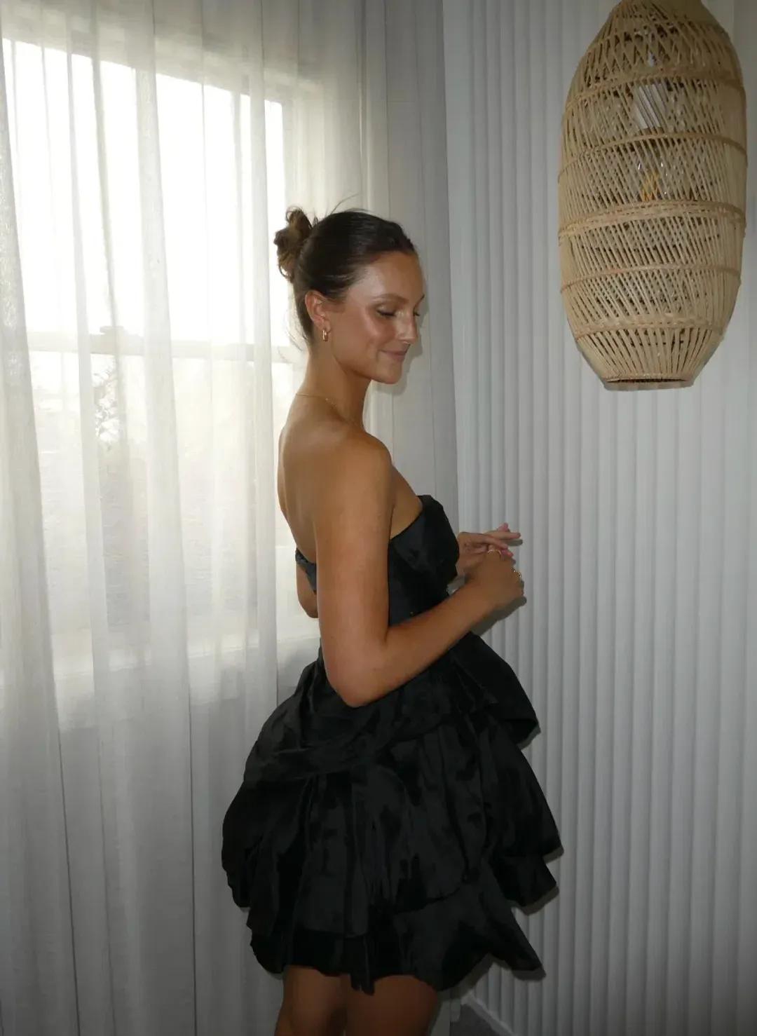 Aje Daybreak Strapless Mini Dress black size 10 for rent on The Volte - main image