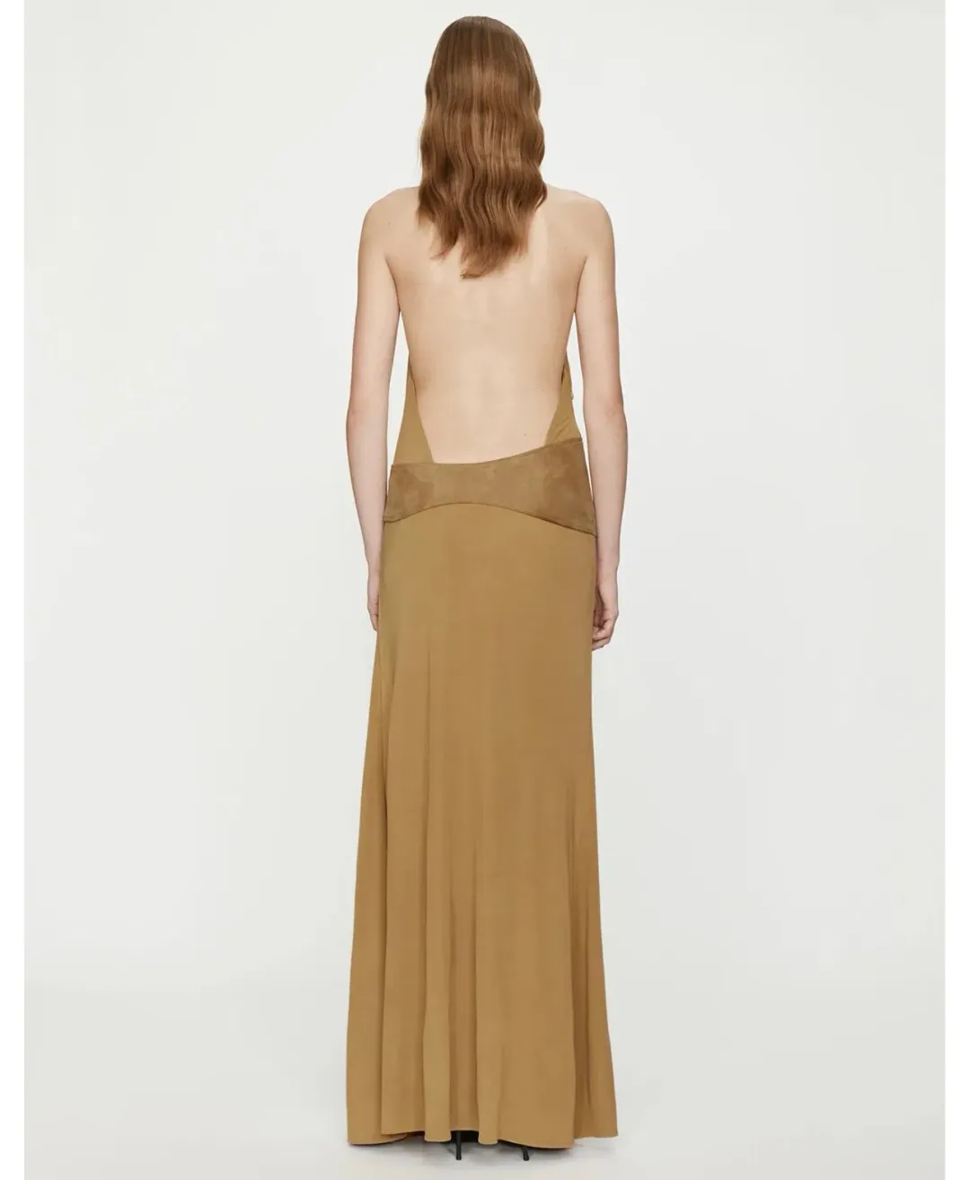 Christopher Esber - Contour Suede Belted Jersey Halter Gown, Size 8  for rent on The Volte - main image