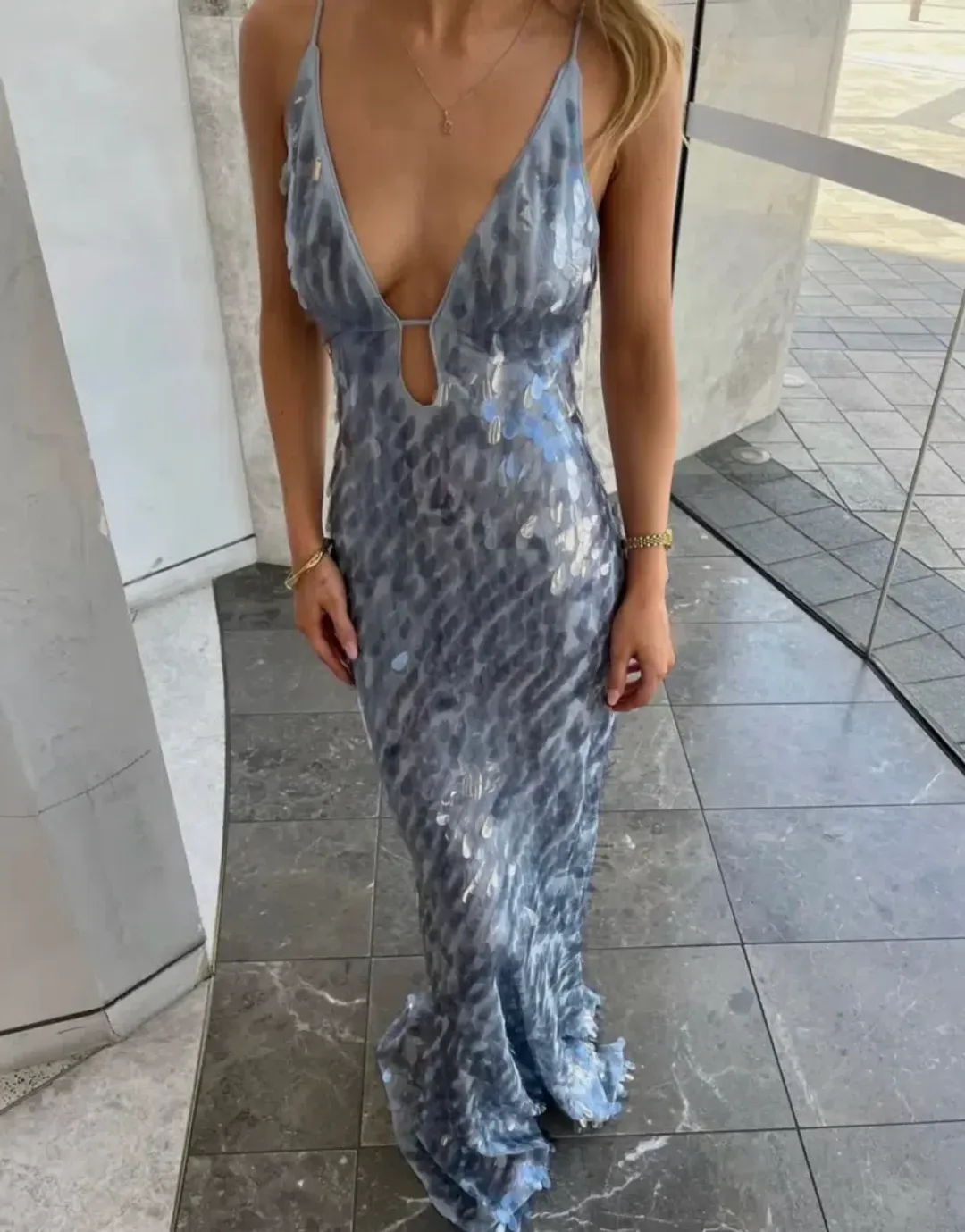 MISHA SAPPHIRE SEQUIN MAXI DRESS for rent on The Volte - main image