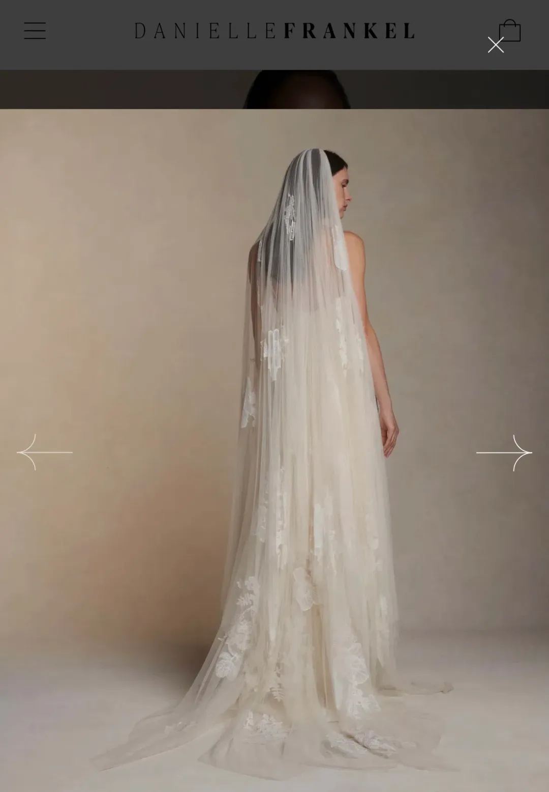 Danielle Frankel Pleated Malfroy Lace Veil for rent on The Volte - main image