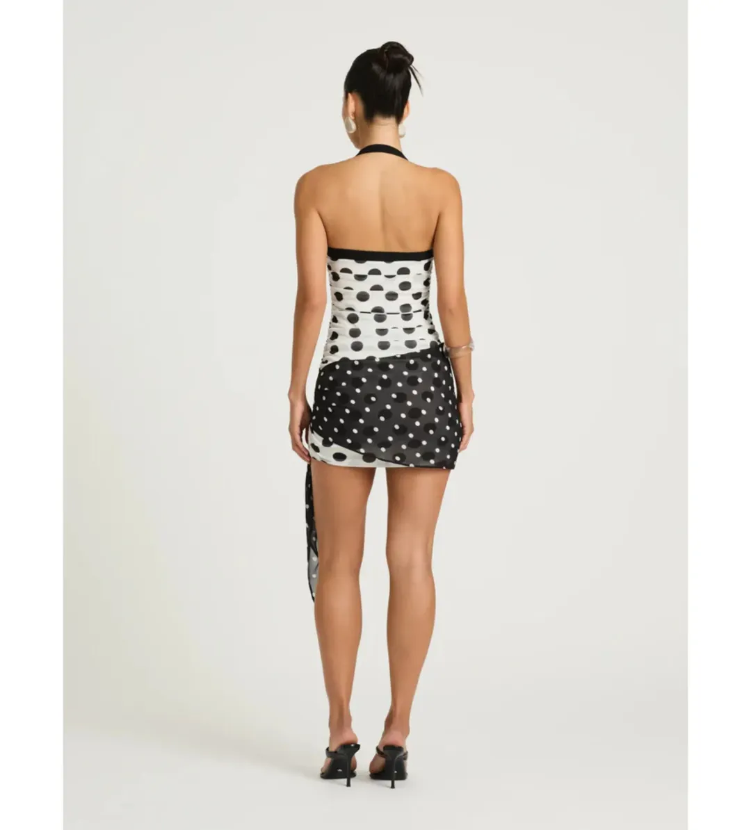 Benni Marnie Mini Dress in Black/White Polka Size AU8 for rent on The Volte - main image