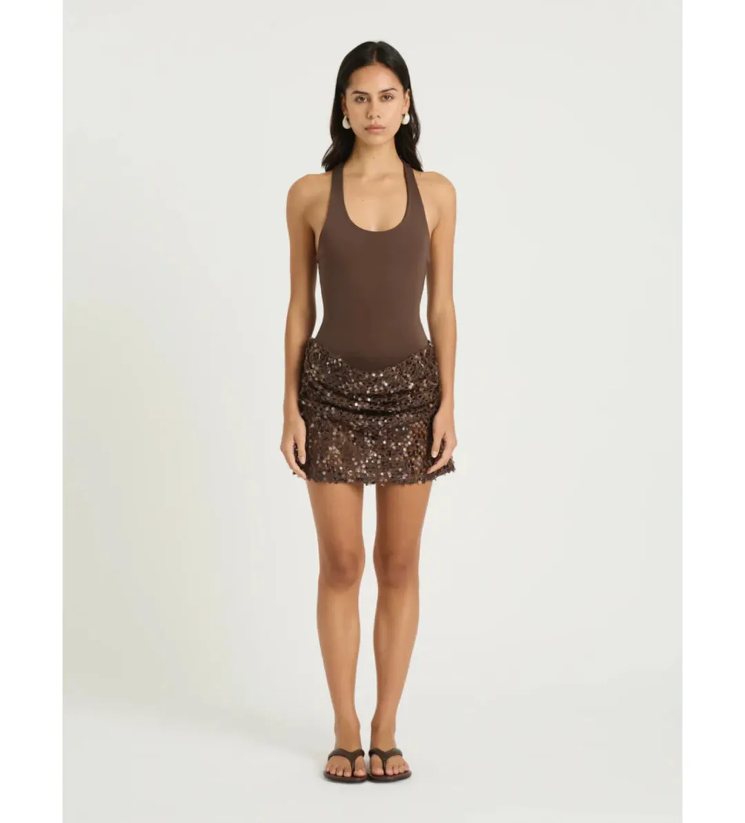 Benni Ariel Mini Dress in Cocoa Size AU6 for rent on The Volte - main image
