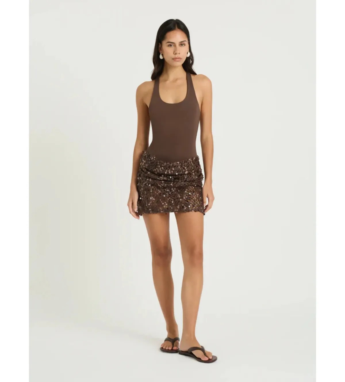 Benni Ariel Mini Dress in Cocoa Size AU6 for rent on The Volte - main image
