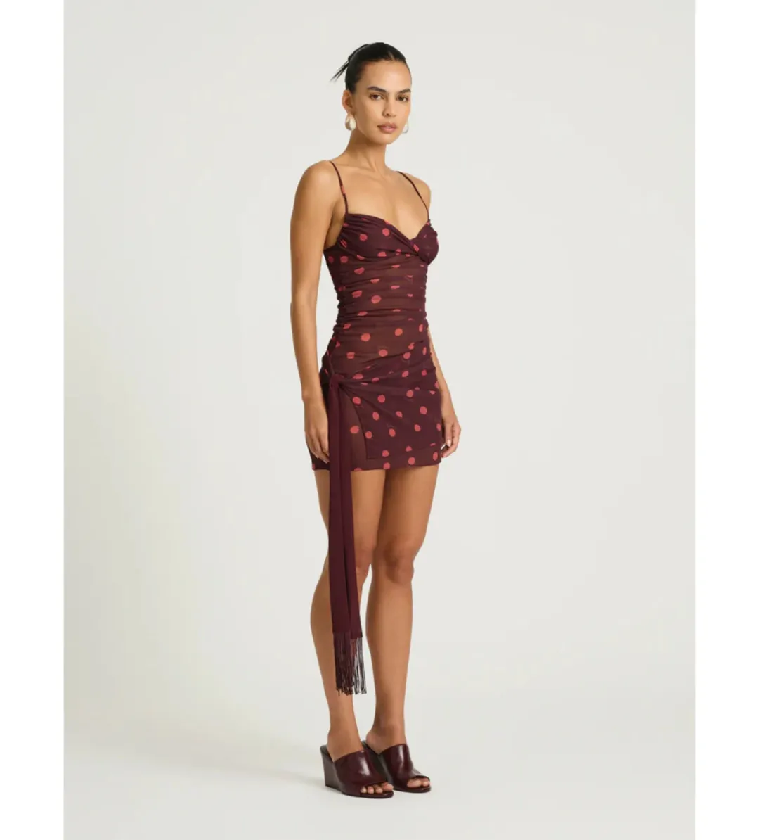 Benni Piper Twist Dress in Plum Spot Size AU6 for rent on The Volte - main image
