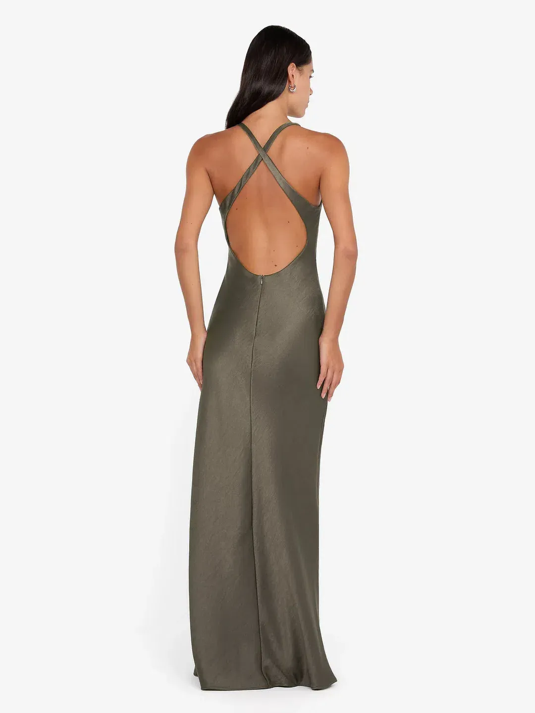 The Dreamer V Neck Dress in Dark Willow for rent on The Volte - main image