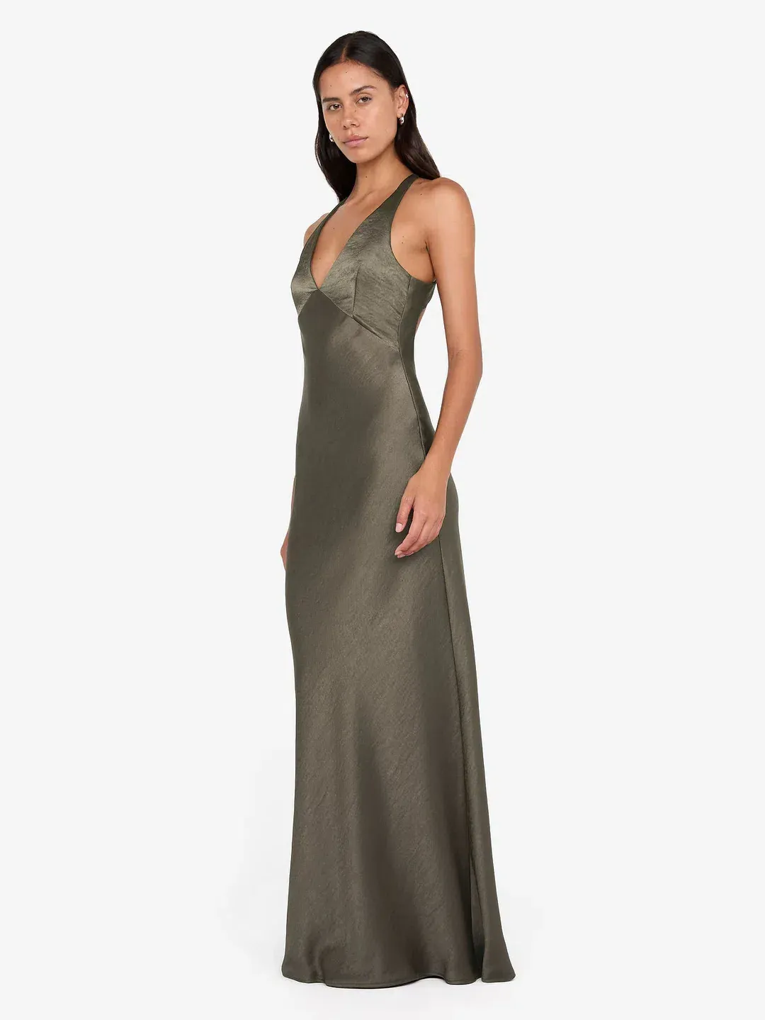 The Dreamer V Neck Dress in Dark Willow for rent on The Volte - main image