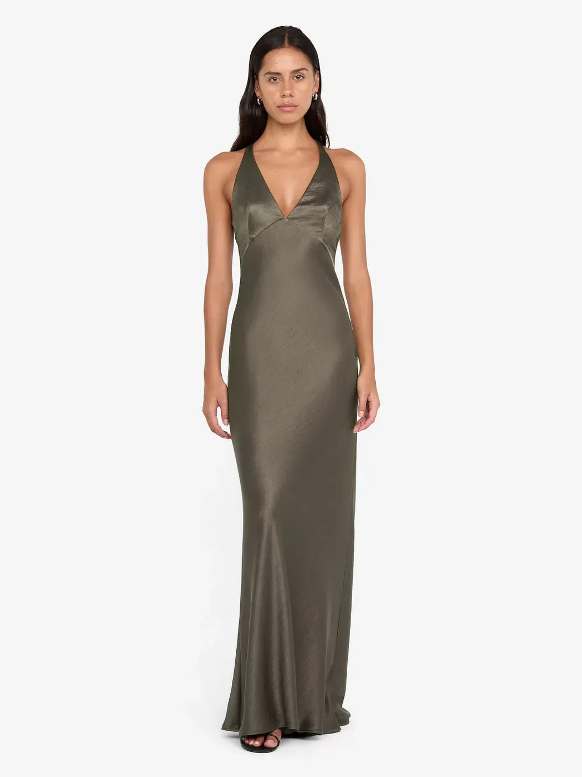 The Dreamer V Neck Dress in Dark Willow for rent on The Volte - main image