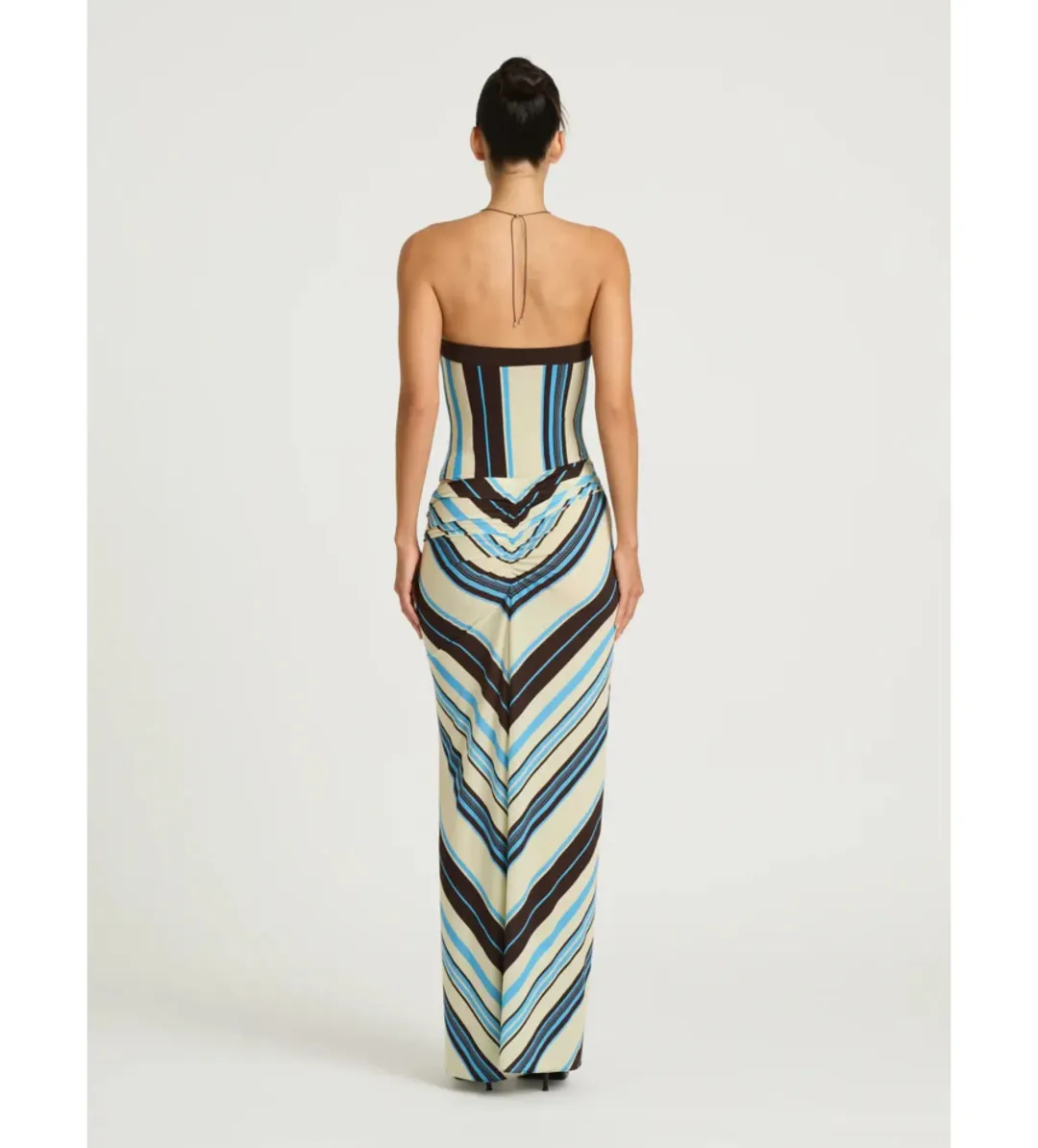 Benni Rumi Strapless Maxi Dress in Ocean Stripe Size AU6 for rent on The Volte - main image