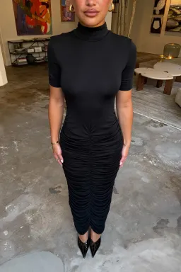 Imana Draped Maxi Dress Black - Sneaky Link - Size XXS for rent on The Volte - image 8