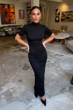 Imana Draped Maxi Dress Black - Sneaky Link - Size XXS for rent on The Volte - image 4