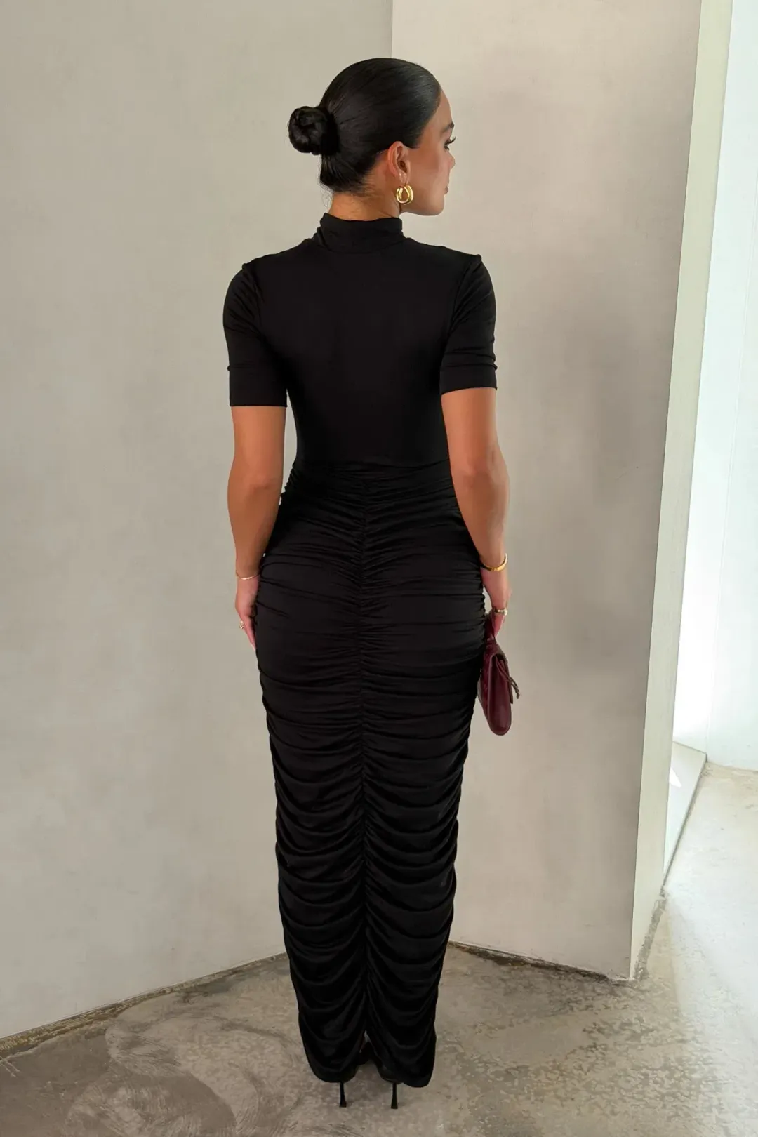 Imana Draped Maxi Dress Black - Sneaky Link - Size XXS for rent on The Volte - main image
