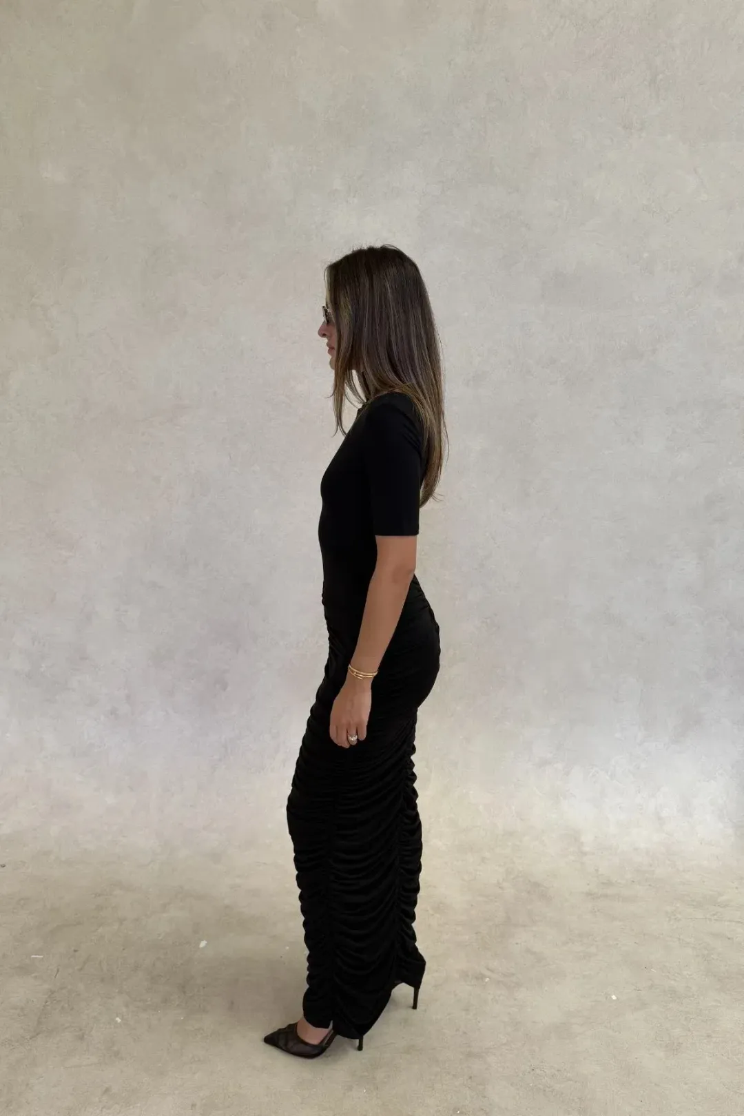 Imana Draped Maxi Dress Black - Sneaky Link - Size XXS for rent on The Volte - main image