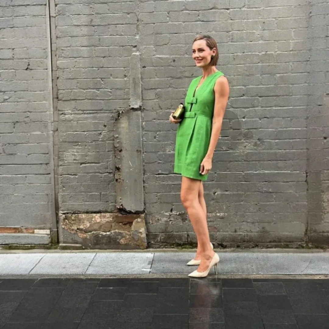 Oroton Bow Mini Dress in Green Size 14 for rent on The Volte - main image
