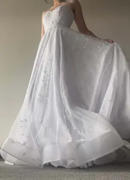 Addison Rose White Floral Beaded A-Line Debutante Gown Size 8 for rent on The Volte - image 1