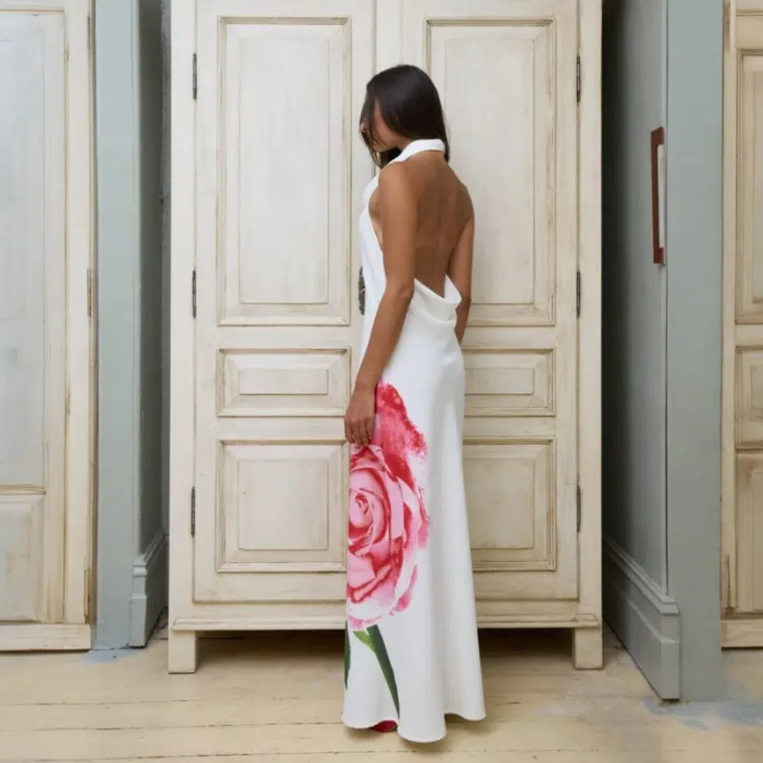 WITH HARPER LU Cowl Slip Dress - White Rose Size Medium (10) for rent on The Volte - main image