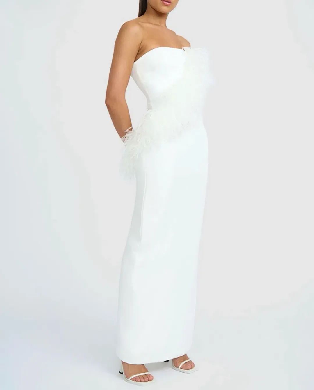 By Johnny Flora Spiral Feather Gown Size 6 for rent on The Volte - main image