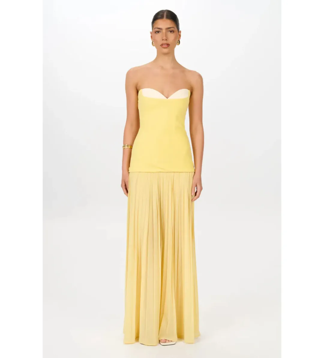 She is Olla Nicolette Dress in Canary Size L/AU12 for rent on The Volte - main image