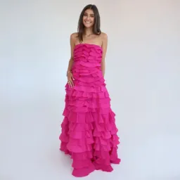 AJE Fleur Pleated Magenta Gown Size 10 for rent on The Volte - image 2