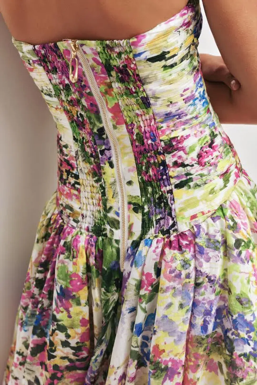 🪻AJE Strapless Dahlia Gown in Lavandula - Size 8 AU - Colourful Floral Print Maxi Dress 🪻 for rent on The Volte - main image