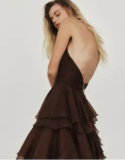 Aje Fayette Gown in Dark Chocolate Size 6 for rent on The Volte - image 2