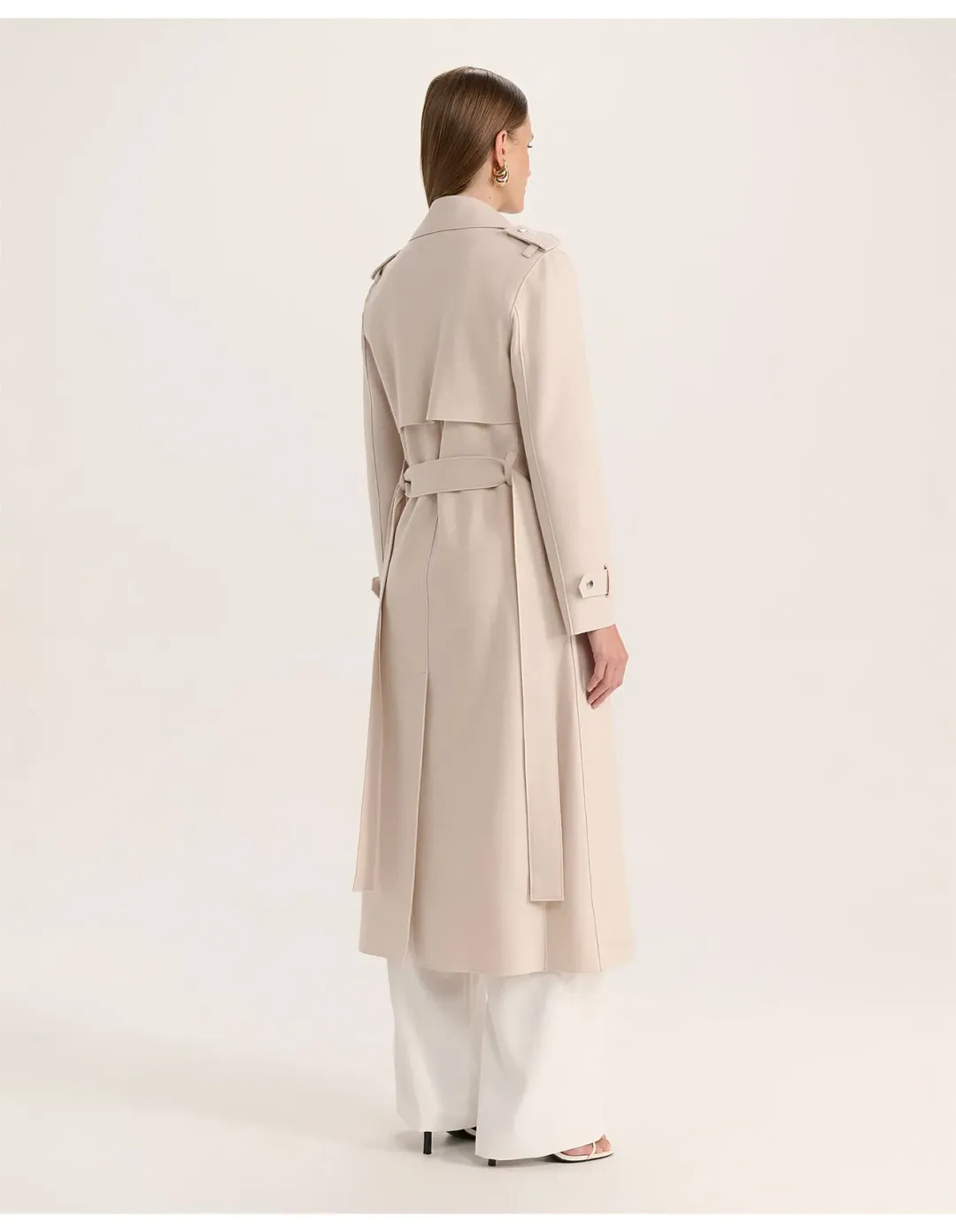 Saba Karla Longline Trench Coat Size 12 Soft Stone for rent on The Volte - main image