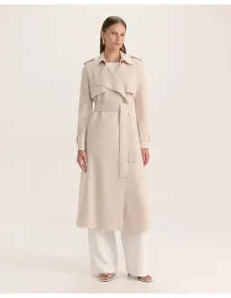 Saba Karla Longline Trench Coat Size 12 Soft Stone for rent on The Volte - image 1