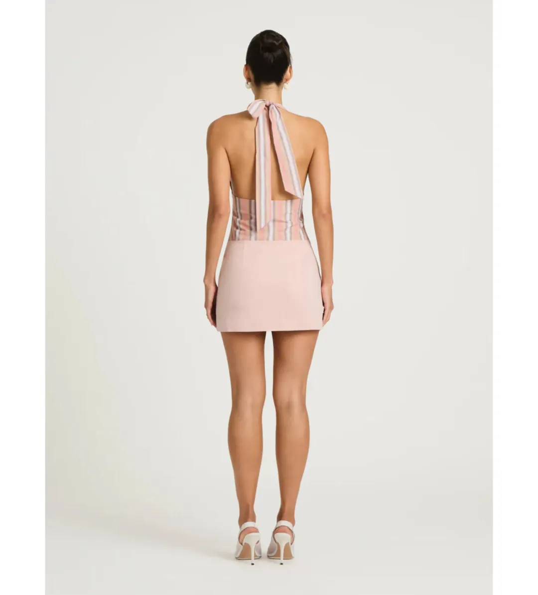 Benni Tiano Mini Dress in Pink Stripe Size AU10 for rent on The Volte - main image