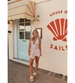 Benni Tiano Mini Dress in Pink Stripe Size AU10 for rent on The Volte - image 1