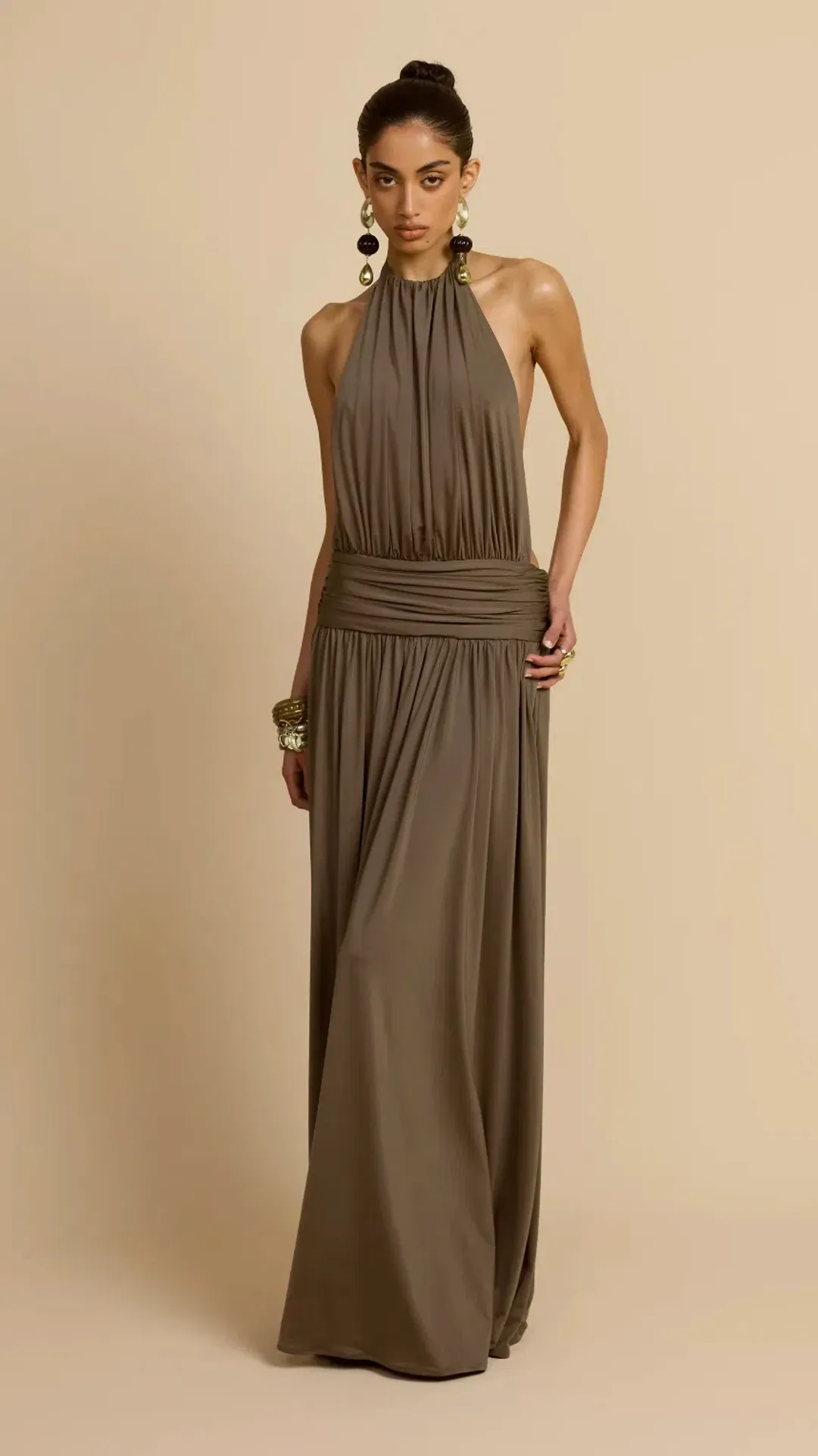 Arcina Ori Santina Dress Khaki - size XS for rent on The Volte - main image