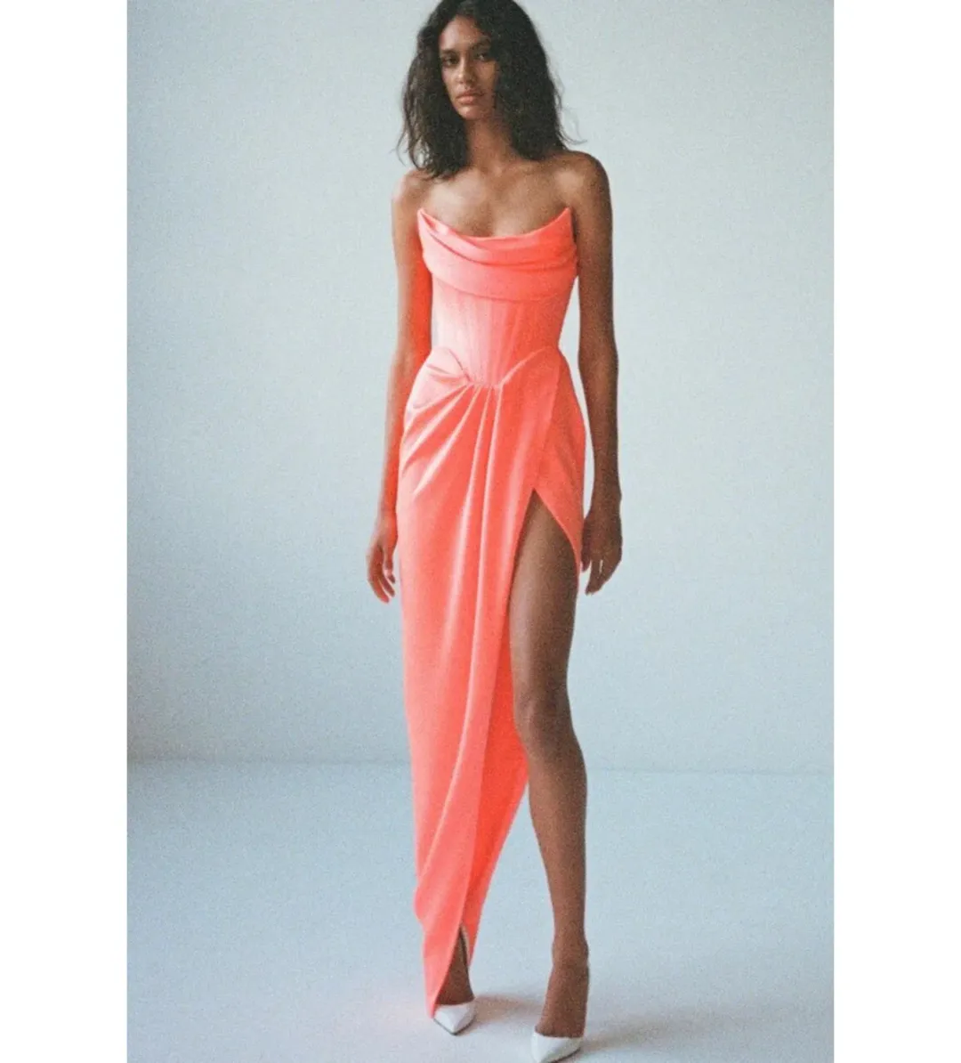 Alex Perry Harland Draped Satin Gown in Orange Size S/AU8 for rent on The Volte - main image