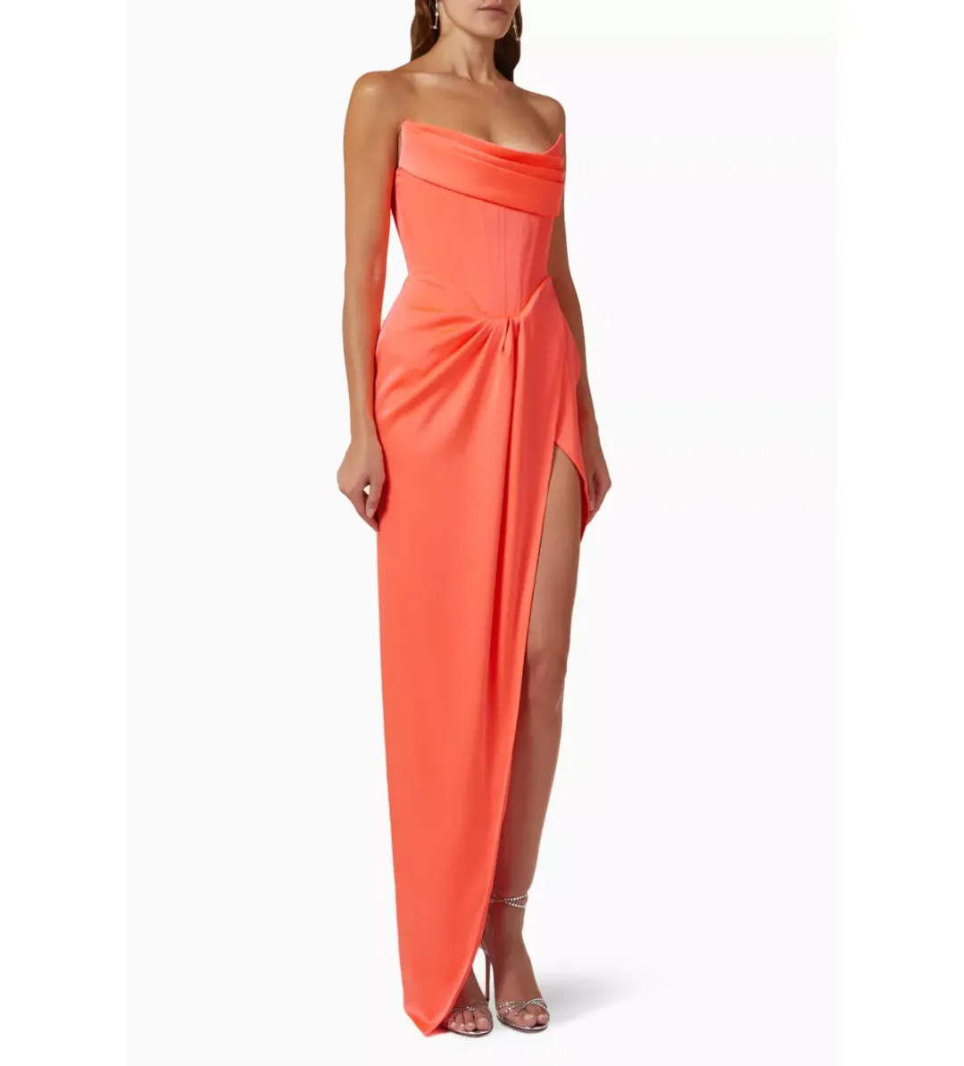 Alex Perry Harland Draped Satin Gown in Orange Size L/AU12 for rent on The Volte - main image
