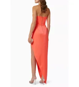 Alex Perry Harland Draped Satin Gown in Orange Size L/AU12 for rent on The Volte - image 2