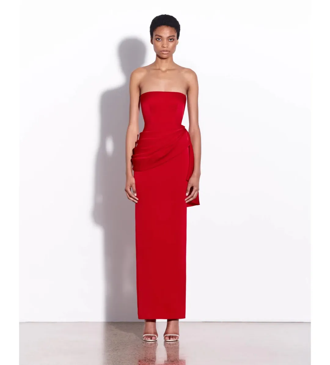 Alex Perry Strapless Corset Tiered Satin Crepe Gown in Red Size XXS/AU4 for rent on The Volte - main image