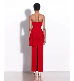 Alex Perry Strapless Corset Tiered Satin Crepe Gown in Red Size XXS/AU4 for rent on The Volte - image 2