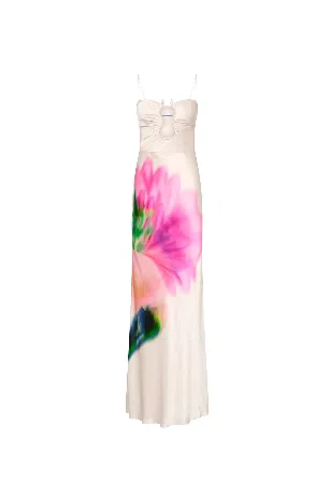 🌸 Rebecca Vallance Dahlia Blossom Gown – Size 12 (AU) Pink Floral Satin Maxi Dress 🌸 for rent on The Volte - main image