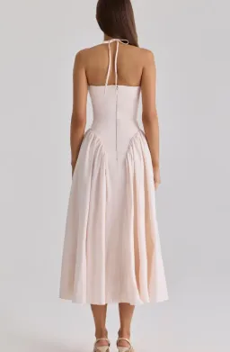 House of CB Lilli blush peek-a-boo keyhole cotton midi dress Size M for rent on The Volte - image 2