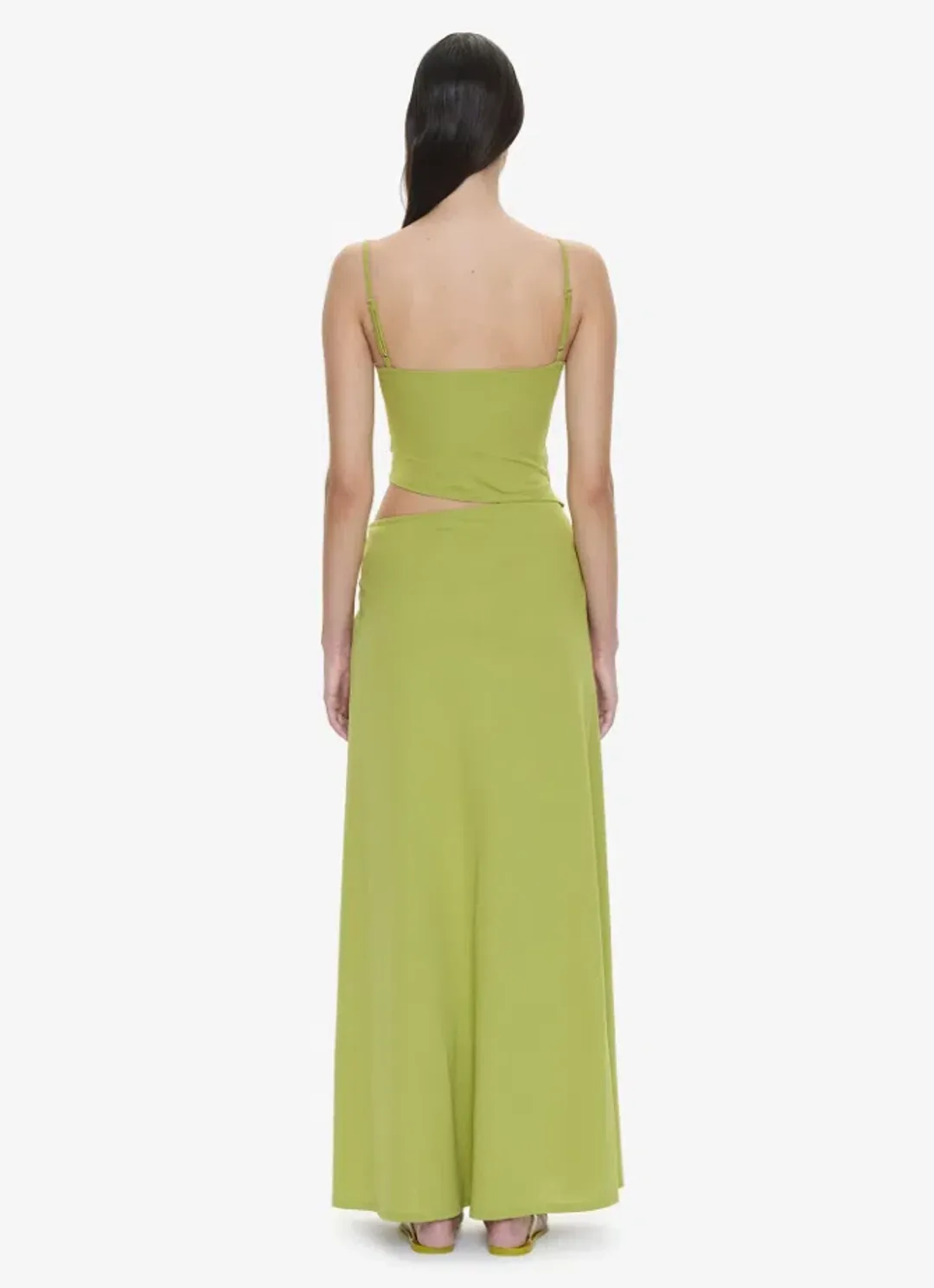 Christopher Esber Orbit Ruched Disconnect Cascade Dress dypsis green Size 6 for rent on The Volte - main image