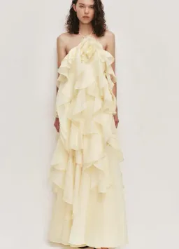 Aje Pandorea Layered Maxi Dress in Butter Yellow Size 10 for rent on The Volte - image 1