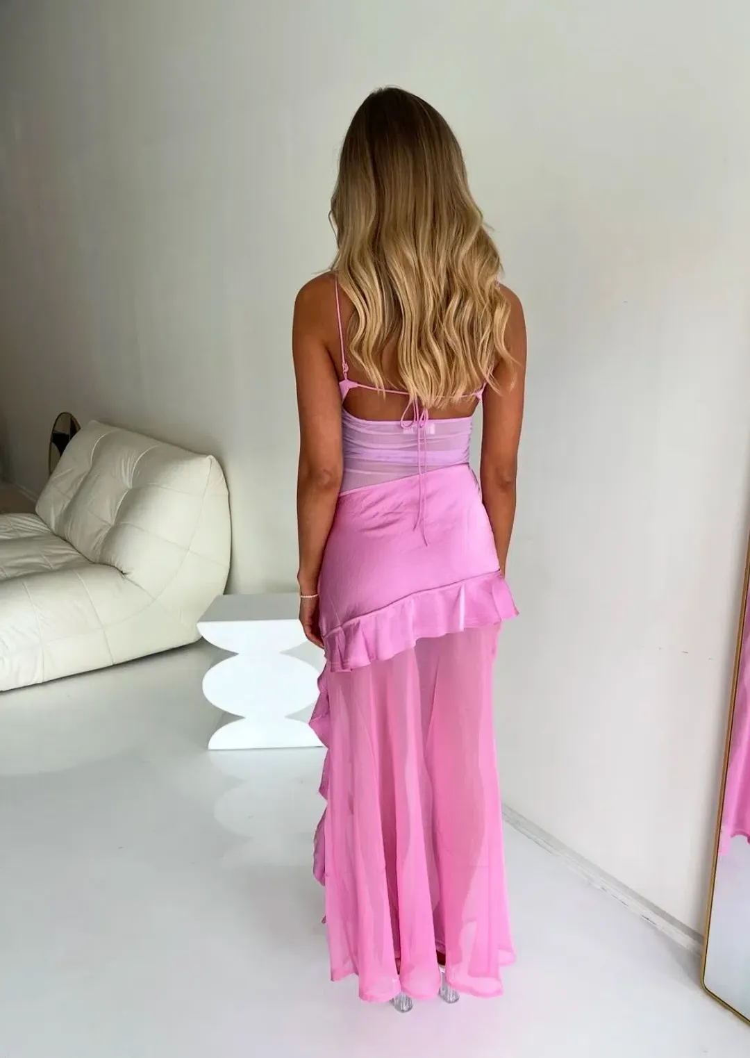 BENNI Delilah Maxi Dress In Bubblegum Pink | Size AU 10 for rent on The Volte - main image