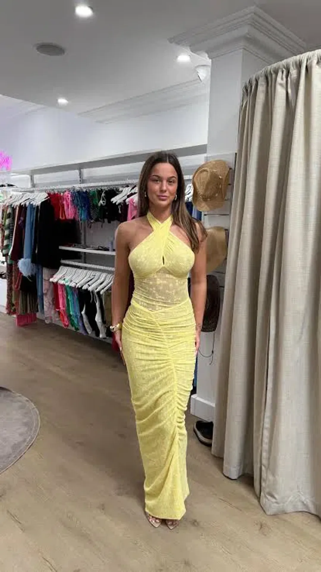 BENNI Hudson Lace Maxi Dress In Butter | Size AU 12 for rent on The Volte - main image
