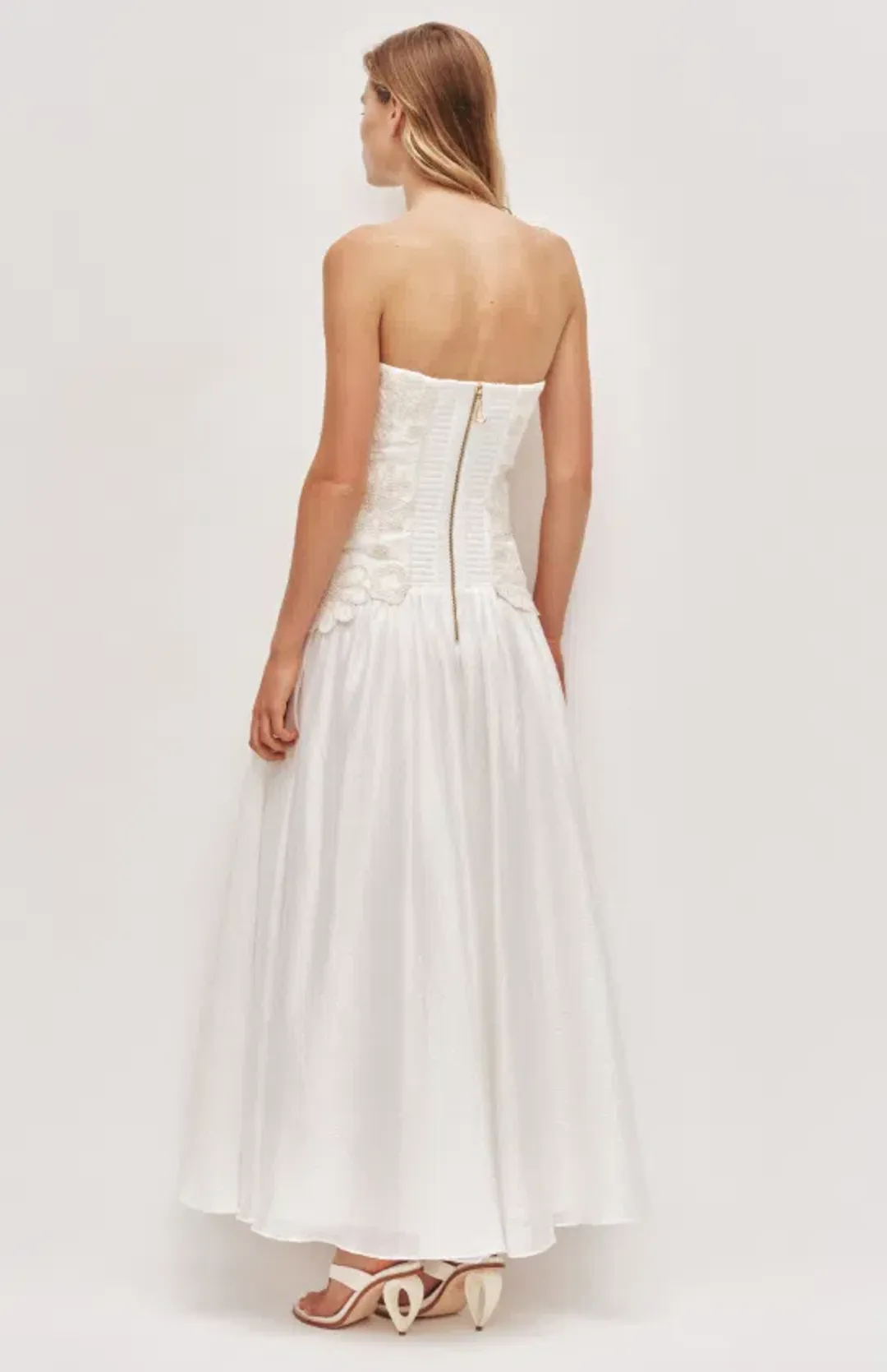 AJE Gia Embroidered Gown Ivory Size 8 for rent on The Volte - main image