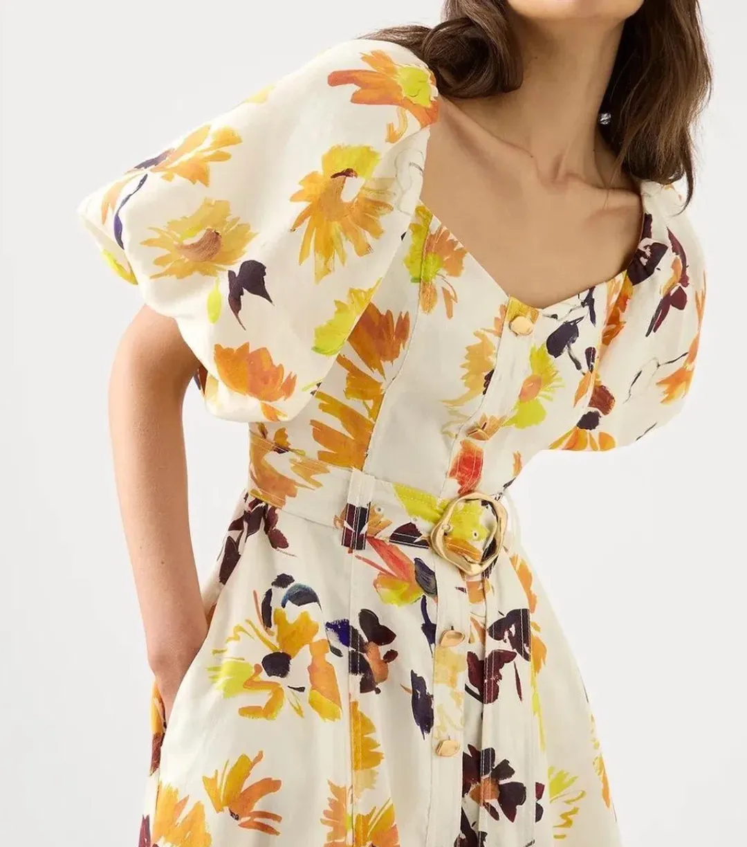 Aje Soleil Belted Midi Dress size 12 for rent on The Volte - main image