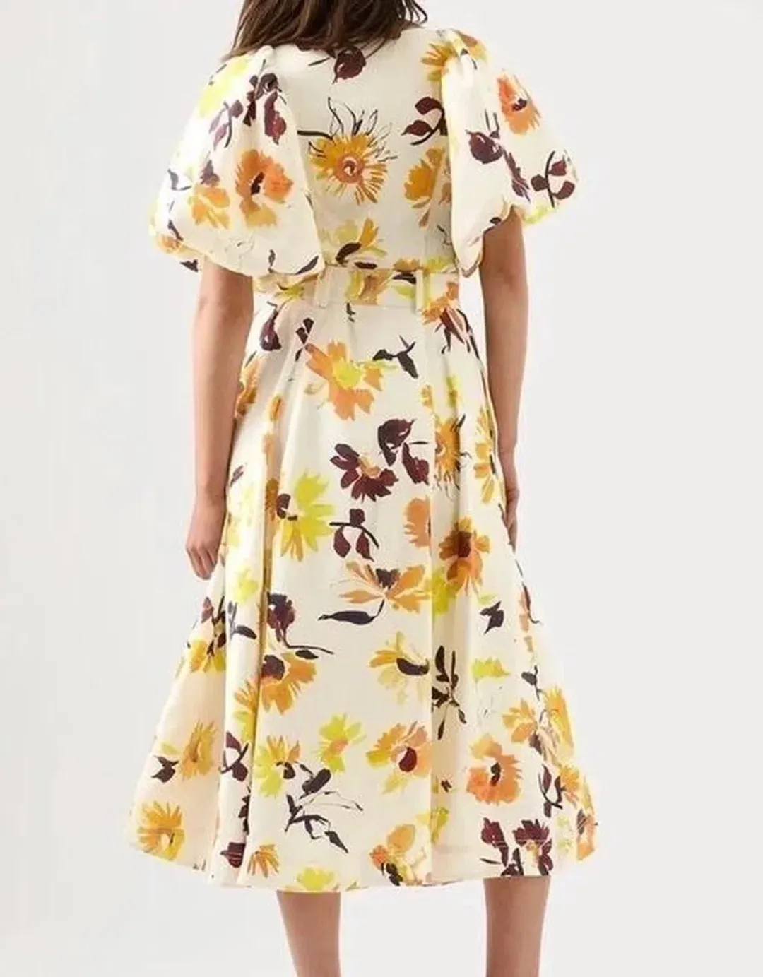 Aje Soleil Belted Midi Dress size 12 for rent on The Volte - main image