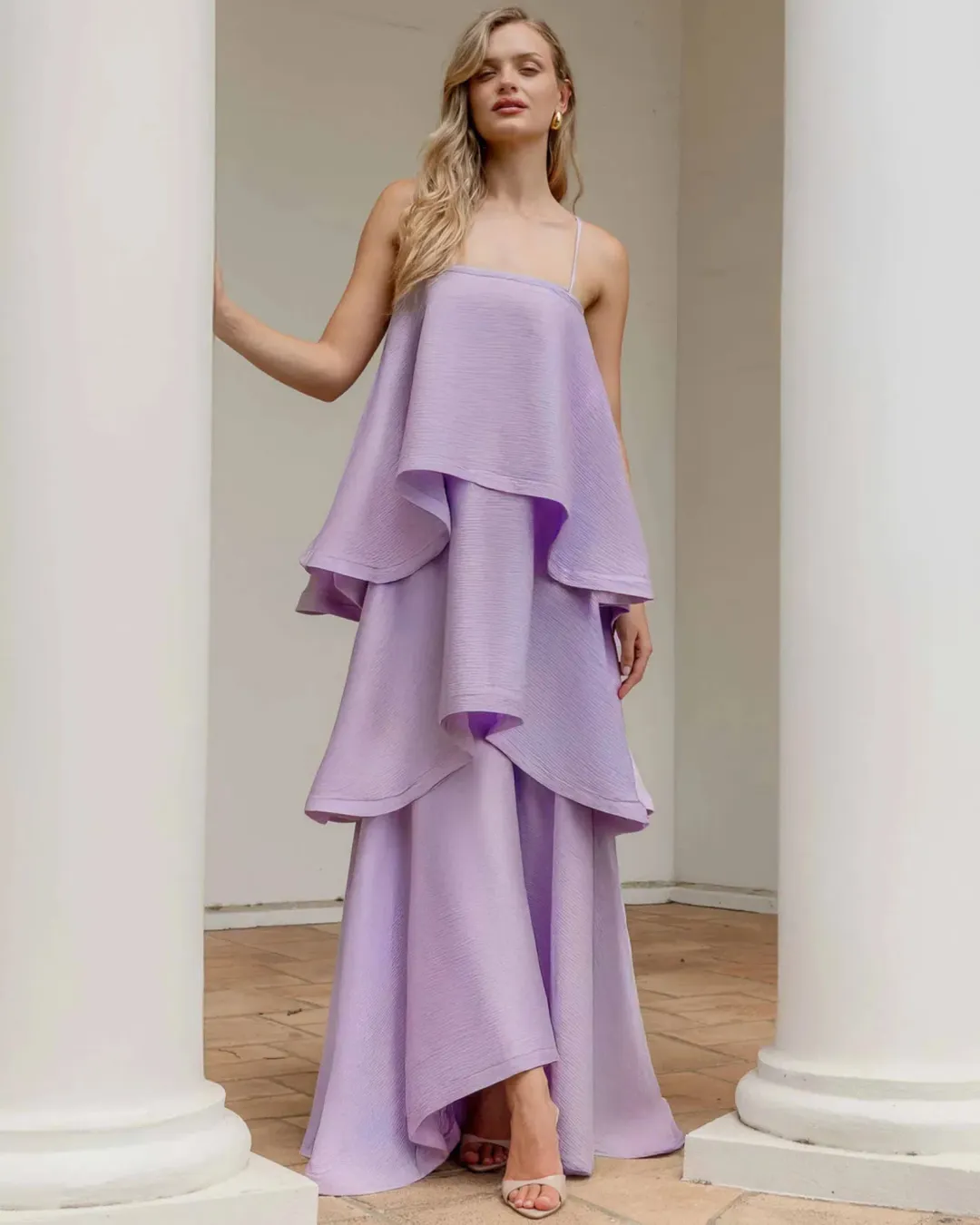 Elliatt Tilly Tiered Maxi Dress Purple Size L for rent on The Volte - main image