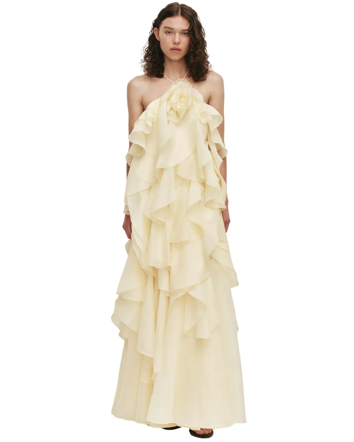 Aje Pandorea Layered Maxi Dress Butter Yellow Size 10 for rent on The Volte - main image